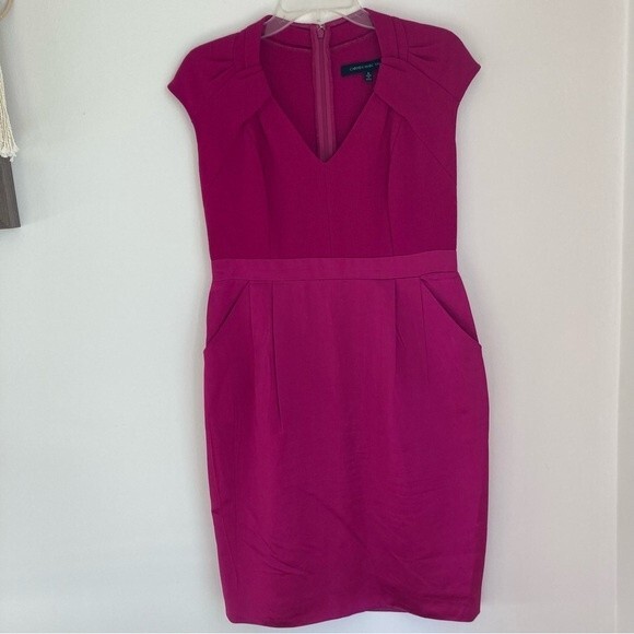 Carmen Marc Valvo Women’s designer fuchsia pink knee length dress size 8! - Picture 1 of 12